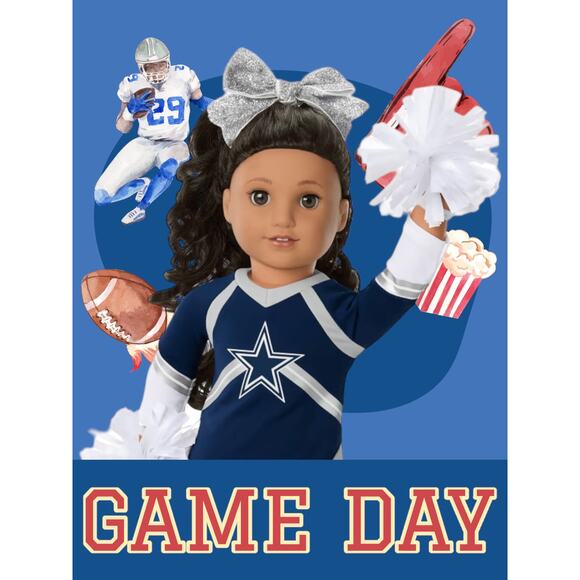 American Girl NFL Dallas Cowboys Cheer UNFORM DCC Cheerleader Costume Pom Poms - Picture 2 of 11